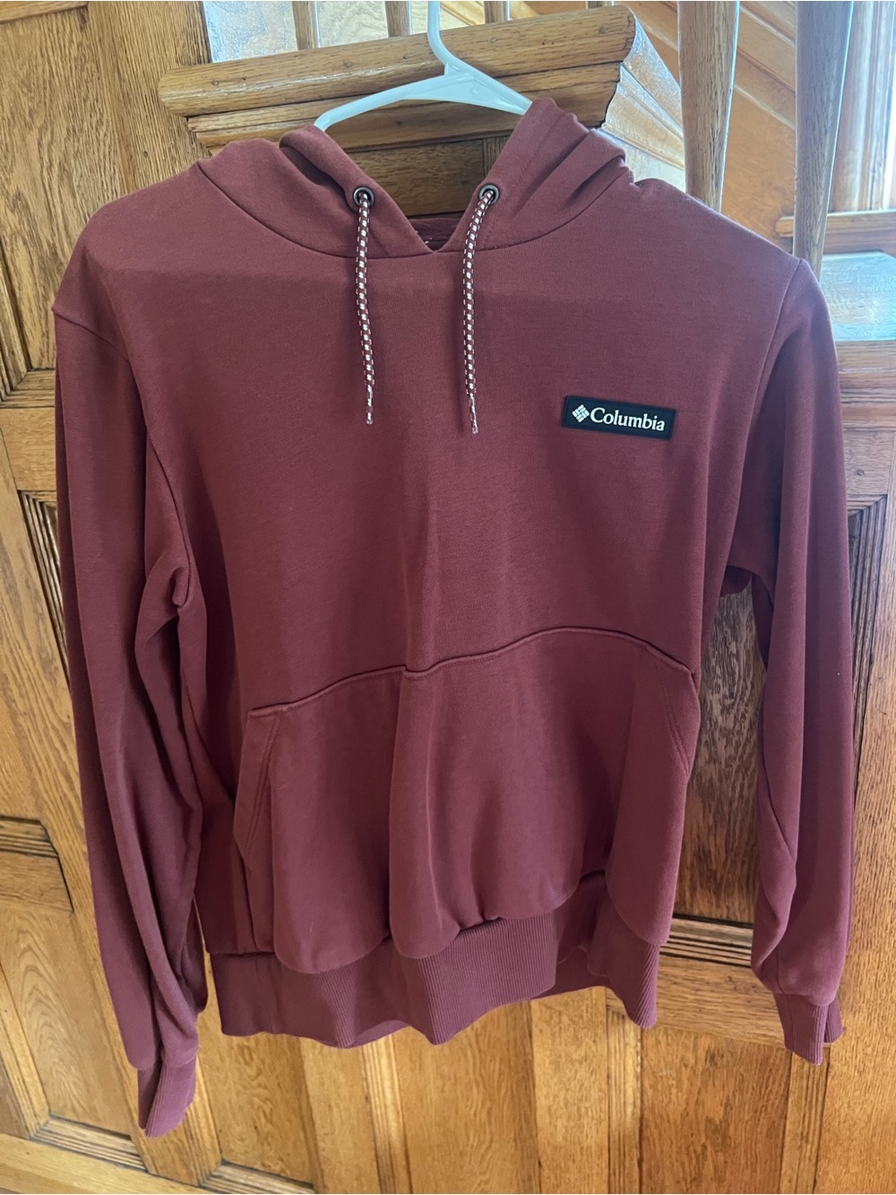 Columbia Maroon Hooded Sweatshirt with Logo Patch